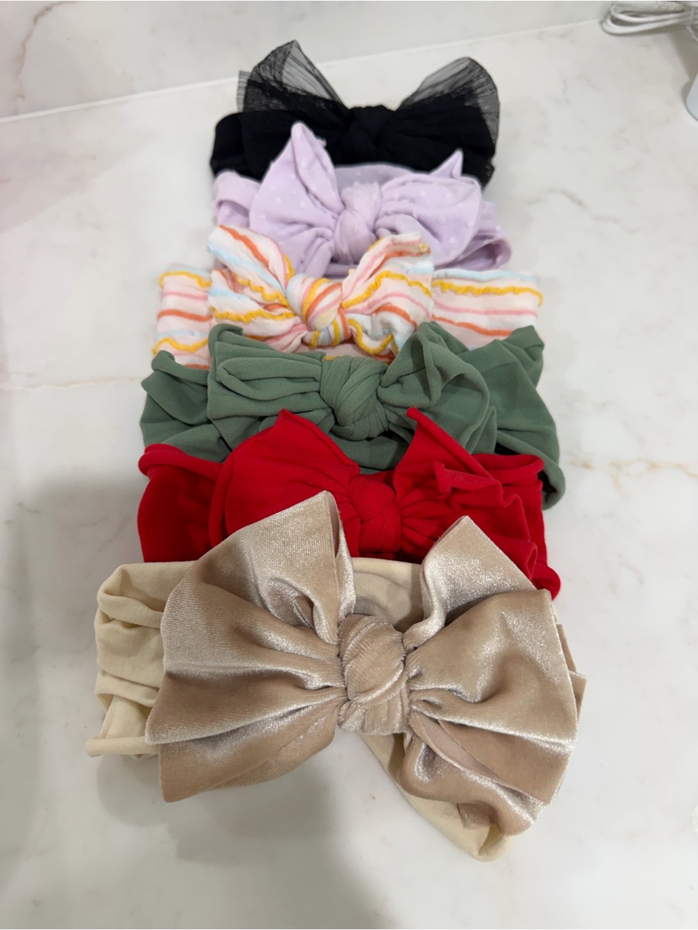 Baby Bling Bow Headband Set - Neutral, Red, Green, Lilac, Black, Striped